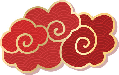 Red Gold Chinese Cloud Clipart - 547541901
