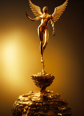 Gold Angel Sculpture. AI Generated. 
