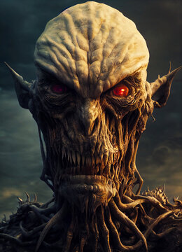 Scary Monster Face. AI Generated. 