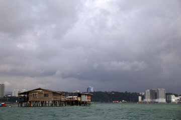 Floating houses, Gaya island, Kota Kinabalu, Malaysia