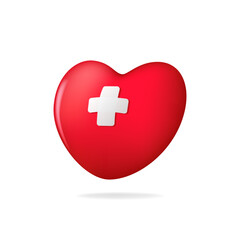 Obraz premium 3d red heart shape health medical treatment at hospital or clinic service concept