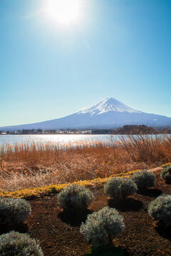 Mount Fuji in the late afternoon in Japan