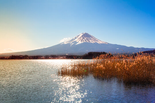 Mount Fuji and Lake Kawaguchiko in Japan