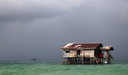 Floating house, Gaya island, Kota Kinabalu, Malaysia