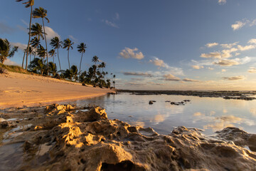 Sky reflection at sunrise  on the guarajuba's beach