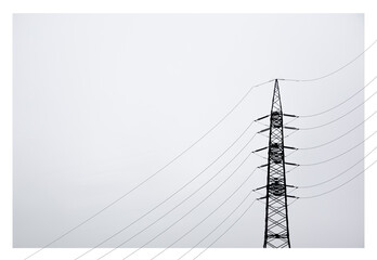 Electrical tower with rising power lines - 547560775