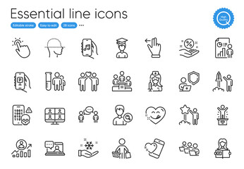 Music app, Career ladder and Buyer line icons. Collection of Heart, Business report, Friends chat icons. Business podium, Touchscreen gesture, Star web elements. Winner podium. Vector