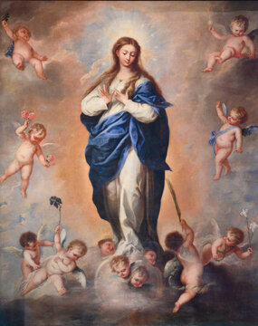 Painting of the Assumption of the Virgin Mary. Notre-Dame de Luxembourg (Notre-Dame Cathedral in Luxembourg). 2021/07/04