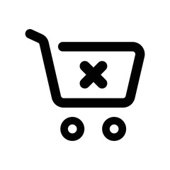 Cancel Cart icon - vector illustration . cancel, Delete, Cart, Shopping, Remove, Ecommerce, Basket, Shop, store, e-commerce, line, outline, icons .