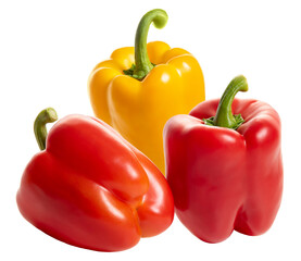 PNG.  Paprika red and yellow on a white background. Isolate