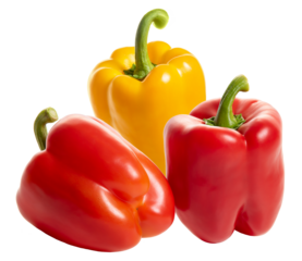 PNG.  Paprika red and yellow on a white background. Isolate