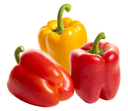 PNG.  Paprika red and yellow on a white background. Isolate