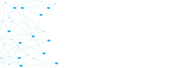 Fototapeta premium Blue network. Abstract connection on white background. Network technology background with dots and lines for desktop. Ai background. Modern abstract concept. Line background, network technology