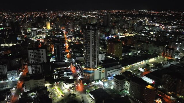 Aerial View Of Embassy Suites by Hilton Santo Domingo At Night In The Dominican Republic.