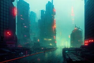 Futuristic cyberpunk / science fiction matte painting.