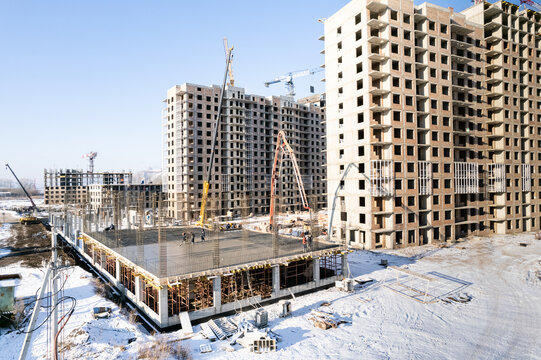 View of the construction site in winter