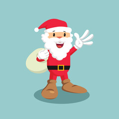 Funny cute cartoon santa claus illustration in vector