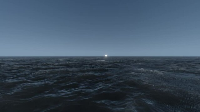 Tic Tac UFO Flying Over and Disappearing into the Ocean, 3D