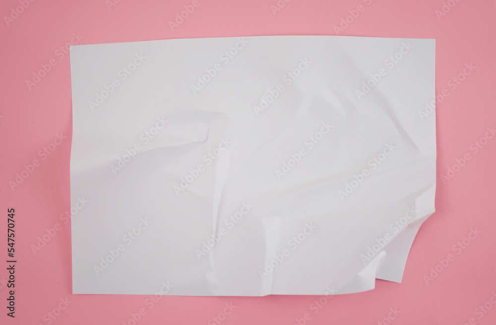 Poster abstract crumpled paper texture isolated in pink background