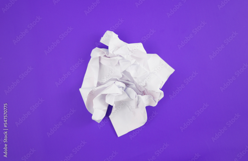 Poster abstract crumpled paper texture isolated in purple background