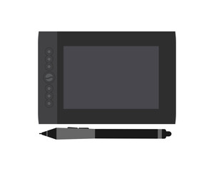  Graphics pad tablet and pen vector illustration.