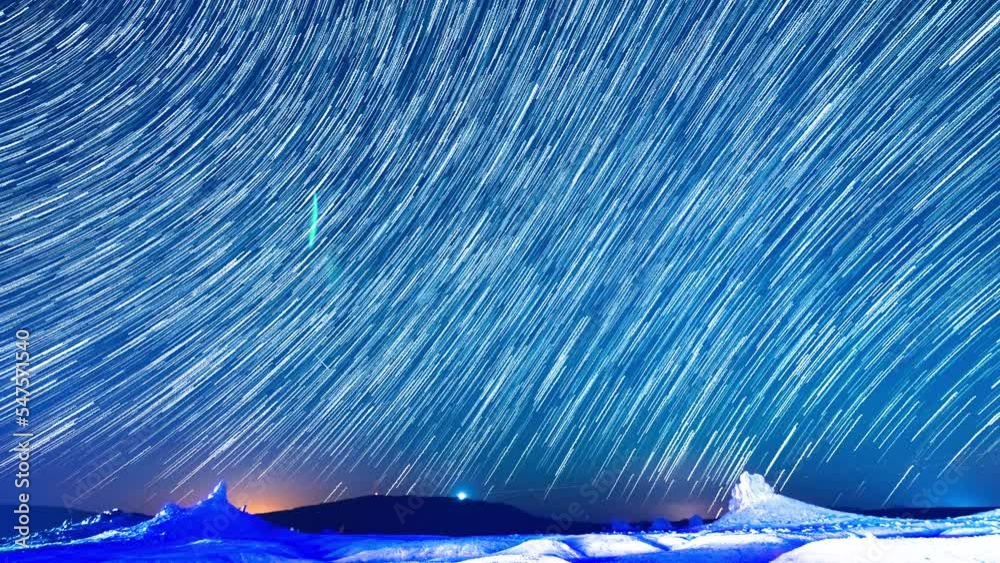 Wall mural Trona Pinnacles Startrails 14mm in Northeast Sky Aquarids Meteor Shower Astrophotography Time Lapse Mojave Desert California USA