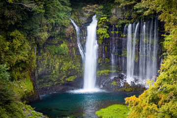 Fototapeta na wymiar Scenic view of shira-ito waterfalls on summer day in Japan
