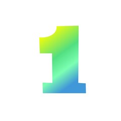 number one in gradient yellow, green, and blue color illustration