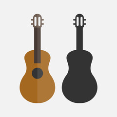 Acoustic guitar icon. Flat illustration of acoustic guitar. - Vector.