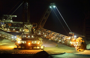 A large bucket wheel excavator in a lignite quarry, Germany