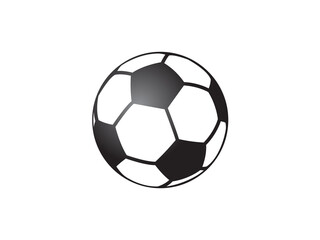 Round, black and white ball for soccer sport game icon on transparent background