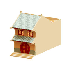 Isometric Chinatown Shop House 03