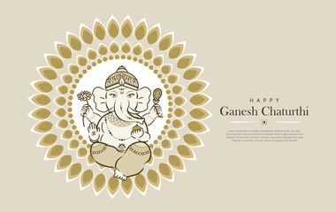 Illustration of Lord Ganpati. Ganesh Chaturthi greeting. flat design.