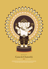 Illustration of Lord Ganpati. Ganesh Chaturthi greeting. flat design.