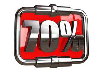 Steel 3D Rendering red sign percentage discount isolated transparent design