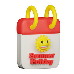 3d summer holiday calender icon
