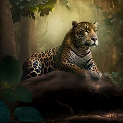Foto op Plexiglas jaguar, leopard, Panthera pardus, forest, panthera, panther, wildlife, carnivore, safari, predator, animal, dangerous, beast, nature © brunobindas