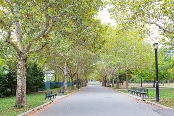 Overcast view of the Flushing Meadows Corona Park