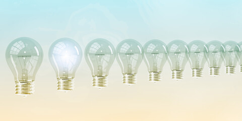 Glowing Light Bulb Creativity Concept