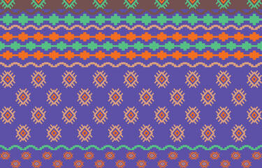 Vector seamless fabric home or wallpaper design. Pattern ethnic with geometric elements on light color background. Can use is background, carpet, wallpaper, clothing, wrapping, batik, embroidery style