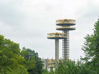 Overcast view of the New York State Pavilion Observation Towers