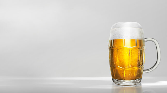 Beer glass with water drops isolated on white background. 3d render