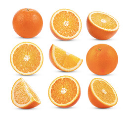 Set of orange fruit isolated on transparent png - obrazy, fototapety, plakaty