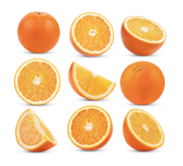 Set of orange fruit isolated on transparent png