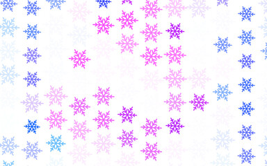 Light Purple vector background with xmas snowflakes, stars.