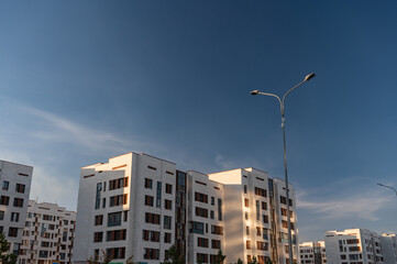 Cityscape of a residential area with modern apartment buildings