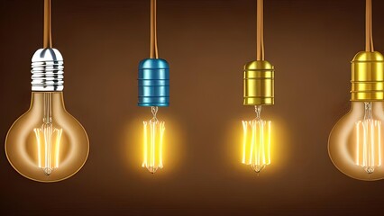 Light bulb in an interesting design illustration of the glow of a lamp with an incandescent wire, Beautiful retro luxury interior bulb lighting lamp decor glowing in dark.