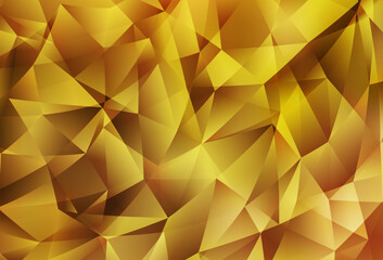 Dark Yellow vector polygon abstract background.