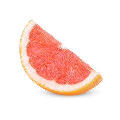 Ripe sliced pink grapefruit citrus fruit isolated on transparent background. (.PNG)