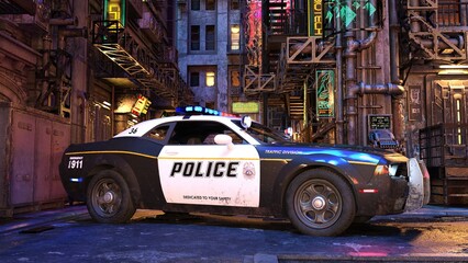 近未来都市　パトカー  © ichirou